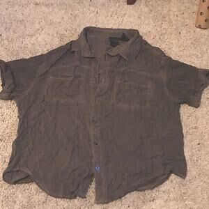 Harley Davidson button short sleeve rayon collared shirt bikercore